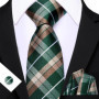 Dark Green Paisley Floral Jacquard tie Office tie for Men's Pocket Square Cufflinks Set Necktie Casual Wedding Gift