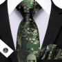 Dark Green Paisley Floral Jacquard tie Office tie for Men's Pocket Square Cufflinks Set Necktie Casual Wedding Gift