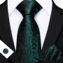 Dark Green Paisley Floral Jacquard tie Office tie for Men's Pocket Square Cufflinks Set Necktie Casual Wedding Gift