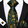 Dark Green Paisley Floral Jacquard tie Office tie for Men's Pocket Square Cufflinks Set Necktie Casual Wedding Gift