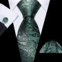 Dark Green Paisley Floral Jacquard tie Office tie for Men's Pocket Square Cufflinks Set Necktie Casual Wedding Gift
