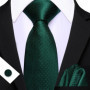 Dark Green Paisley Floral Jacquard tie Office tie for Men's Pocket Square Cufflinks Set Necktie Casual Wedding Gift