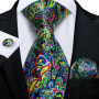 Dark Green Paisley Floral Jacquard tie Office tie for Men's Pocket Square Cufflinks Set Necktie Casual Wedding Gift
