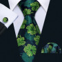 Dark Green Paisley Floral Jacquard tie Office tie for Men's Pocket Square Cufflinks Set Necktie Casual Wedding Gift