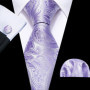 New Fashion Light Purple Ties For Men Wedding NeckTies Hanky Cufflinks Set Groom Business Lilac Lavender Gift