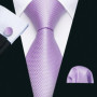 New Fashion Light Purple Ties For Men Wedding NeckTies Hanky Cufflinks Set Groom Business Lilac Lavender Gift