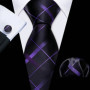 New Fashion Light Purple Ties For Men Wedding NeckTies Hanky Cufflinks Set Groom Business Lilac Lavender Gift