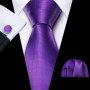 New Fashion Light Purple Ties For Men Wedding NeckTies Hanky Cufflinks Set Groom Business Lilac Lavender Gift