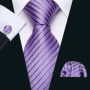 New Fashion Light Purple Ties For Men Wedding NeckTies Hanky Cufflinks Set Groom Business Lilac Lavender Gift