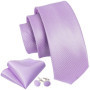 New Fashion Light Purple Ties For Men Wedding NeckTies Hanky Cufflinks Set Groom Business Lilac Lavender Gift