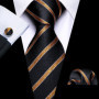 Elegant Mens Ties Gold Leaves Floral Neck Tie Pocket Square Cufflinks Set Wedding Business Party Gift 5966