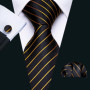 Elegant Mens Ties Gold Leaves Floral Neck Tie Pocket Square Cufflinks Set Wedding Business Party Gift 5966