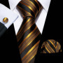 Elegant Mens Ties Gold Leaves Floral Neck Tie Pocket Square Cufflinks Set Wedding Business Party Gift 5966