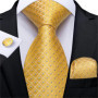 DiBanGu Mens Necktie Gold Yellow Blue Paisley Silk Wedding Tie For Men Tie Hanky Cufflink Set Business Party Dropshipping