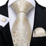 DiBanGu Mens Necktie Gold Yellow Blue Paisley Silk Wedding Tie For Men Tie Hanky Cufflink Set Business Party Dropshipping