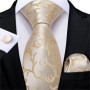 DiBanGu Mens Necktie Gold Yellow Blue Paisley Silk Wedding Tie For Men Tie Hanky Cufflink Set Business Party Dropshipping