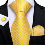 DiBanGu Mens Necktie Gold Yellow Blue Paisley Silk Wedding Tie For Men Tie Hanky Cufflink Set Business Party Dropshipping