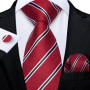 DiBanGu Designer Mens Wedding Tie Gold Black Striped Silk Neck Ties For Men Hanky Cufflinks Set Business Party Gravatas