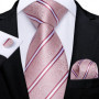 DiBanGu Designer Mens Wedding Tie Gold Black Striped Silk Neck Ties For Men Hanky Cufflinks Set Business Party Gravatas