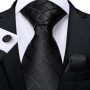 DiBanGu Designer Mens Wedding Tie Gold Black Striped Silk Neck Ties For Men Hanky Cufflinks Set Business Party Gravatas
