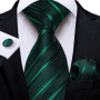 DiBanGu Designer Mens Wedding Tie Gold Black Striped Silk Neck Ties For Men Hanky Cufflinks Set Business Party Gravatas