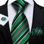 DiBanGu Designer Mens Wedding Tie Gold Black Striped Silk Neck Ties For Men Hanky Cufflinks Set Business Party Gravatas