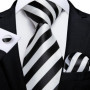 DiBanGu Designer Mens Wedding Tie Gold Black Striped Silk Neck Ties For Men Hanky Cufflinks Set Business Party Gravatas
