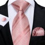 DiBanGu Designer Mens Wedding Tie Gold Black Striped Silk Neck Ties For Men Hanky Cufflinks Set Business Party Gravatas