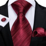 DiBanGu Designer Mens Wedding Tie Gold Black Striped Silk Neck Ties For Men Hanky Cufflinks Set Business Party Gravatas