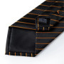 DiBanGu Designer Mens Wedding Tie Gold Black Striped Silk Neck Ties For Men Hanky Cufflinks Set Business Party Gravatas