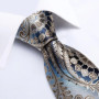 Blue Champagne Paisley Design Silk Wedding Tie For Men Handky Cufflink Gift Mens Necktie Fashion Business Party Dropship Hi-Tie