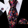 Flower Silk Men Tie Handkerchief Cufflinks Set Plum Blossom Rose Spiraea Necktie for Male Wedding Party Business Gift Barry.Wang