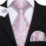 Flower Silk Men Tie Handkerchief Cufflinks Set Plum Blossom Rose Spiraea Necktie for Male Wedding Party Business Gift Barry.Wang