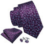 Flower Silk Men Tie Handkerchief Cufflinks Set Plum Blossom Rose Spiraea Necktie for Male Wedding Party Business Gift Barry.Wang