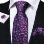 Flower Silk Men Tie Handkerchief Cufflinks Set Plum Blossom Rose Spiraea Necktie for Male Wedding Party Business Gift Barry.Wang