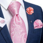2023 New Classic Yellow Striped Plaid Silk Ties For Men Handkerchief Cufflinks Brooch Pin Wedding Accessories Men Gift Dropship