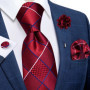 2023 New Classic Yellow Striped Plaid Silk Ties For Men Handkerchief Cufflinks Brooch Pin Wedding Accessories Men Gift Dropship