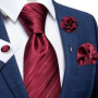 2023 New Classic Yellow Striped Plaid Silk Ties For Men Handkerchief Cufflinks Brooch Pin Wedding Accessories Men Gift Dropship