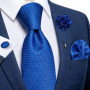 2023 New Classic Yellow Striped Plaid Silk Ties For Men Handkerchief Cufflinks Brooch Pin Wedding Accessories Men Gift Dropship
