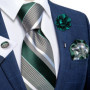 2023 New Classic Yellow Striped Plaid Silk Ties For Men Handkerchief Cufflinks Brooch Pin Wedding Accessories Men Gift Dropship