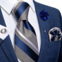 2023 New Classic Yellow Striped Plaid Silk Ties For Men Handkerchief Cufflinks Brooch Pin Wedding Accessories Men Gift Dropship