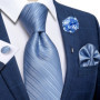 2023 New Classic Yellow Striped Plaid Silk Ties For Men Handkerchief Cufflinks Brooch Pin Wedding Accessories Men Gift Dropship