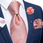 2023 New Classic Yellow Striped Plaid Silk Ties For Men Handkerchief Cufflinks Brooch Pin Wedding Accessories Men Gift Dropship