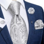 2023 New Classic Yellow Striped Plaid Silk Ties For Men Handkerchief Cufflinks Brooch Pin Wedding Accessories Men Gift Dropship