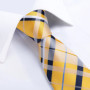 2023 New Classic Yellow Striped Plaid Silk Ties For Men Handkerchief Cufflinks Brooch Pin Wedding Accessories Men Gift Dropship