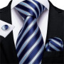 Fashion Men Tie Green Gold Striped Silk Wedding Tie For Men Hanky Cufflink Gift Tie Set DiBanGu Novelty Design Business MJ-7301