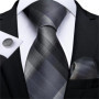 Fashion Men Tie Green Gold Striped Silk Wedding Tie For Men Hanky Cufflink Gift Tie Set DiBanGu Novelty Design Business MJ-7301