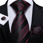 Fashion Men Tie Green Gold Striped Silk Wedding Tie For Men Hanky Cufflink Gift Tie Set DiBanGu Novelty Design Business MJ-7301