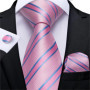 Fashion Men Tie Green Gold Striped Silk Wedding Tie For Men Hanky Cufflink Gift Tie Set DiBanGu Novelty Design Business MJ-7301