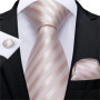 Fashion Men Tie Green Gold Striped Silk Wedding Tie For Men Hanky Cufflink Gift Tie Set DiBanGu Novelty Design Business MJ-7301